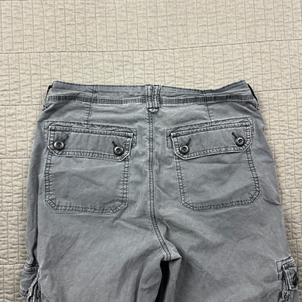 American Eagle Women 6 Regular Gray Cargo Pants Wide Leg Stretch Distressed - Picture 5 of 13